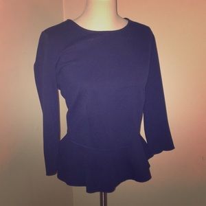 Navy Peplum Top